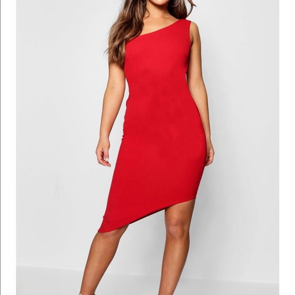 Boohoo Dresses & Skirts - Boohoo asymmetrical red dress. Sz 10. NWT